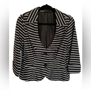 Women's Black and White Striped Dressy Blazer